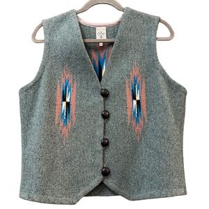 Vintage Chimayo Ortega's 100% All Wool Hand Woven Southwestern Waistcoat Vest L